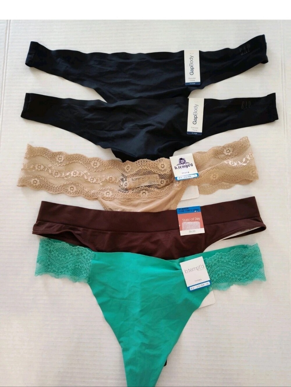 Lot of 5 Gap, State of Day, b'tempted Thong Underwear Size XL Panties